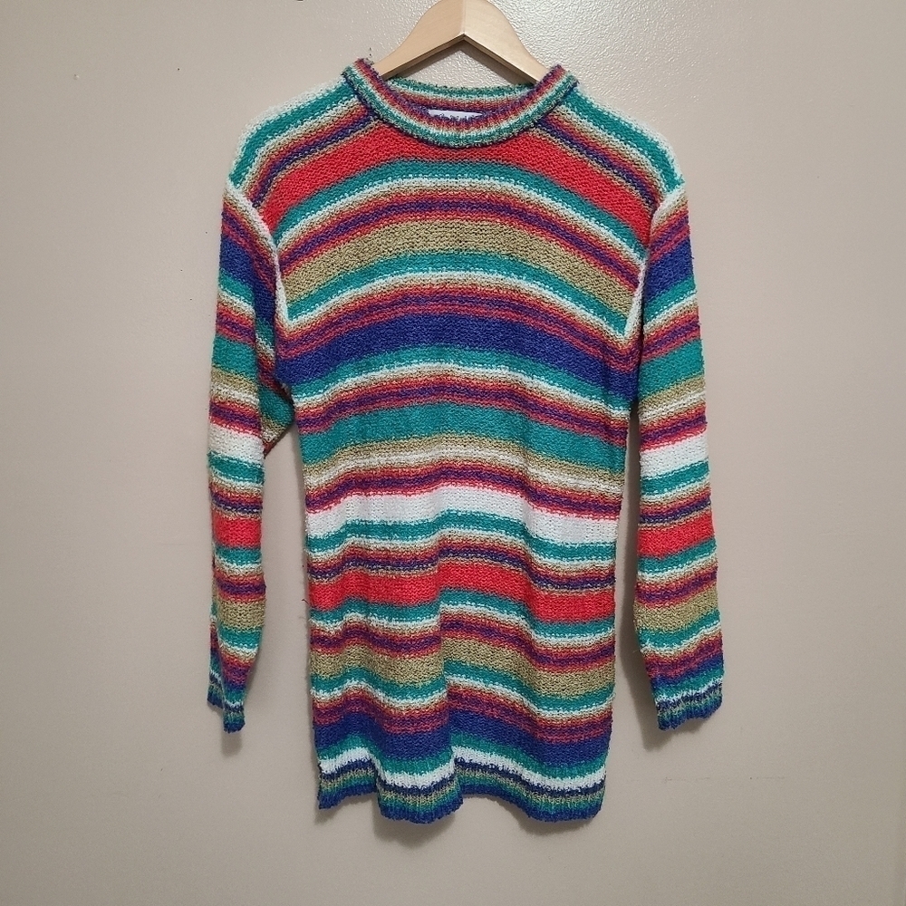 Fred Thomas Vintage Multicolor Stripe Crew Neck Sweater